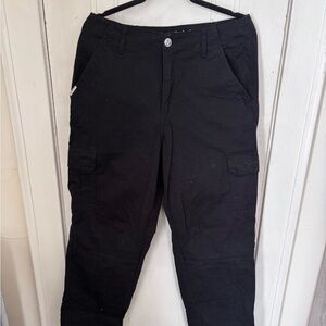 Black Cropped Cargo Pants